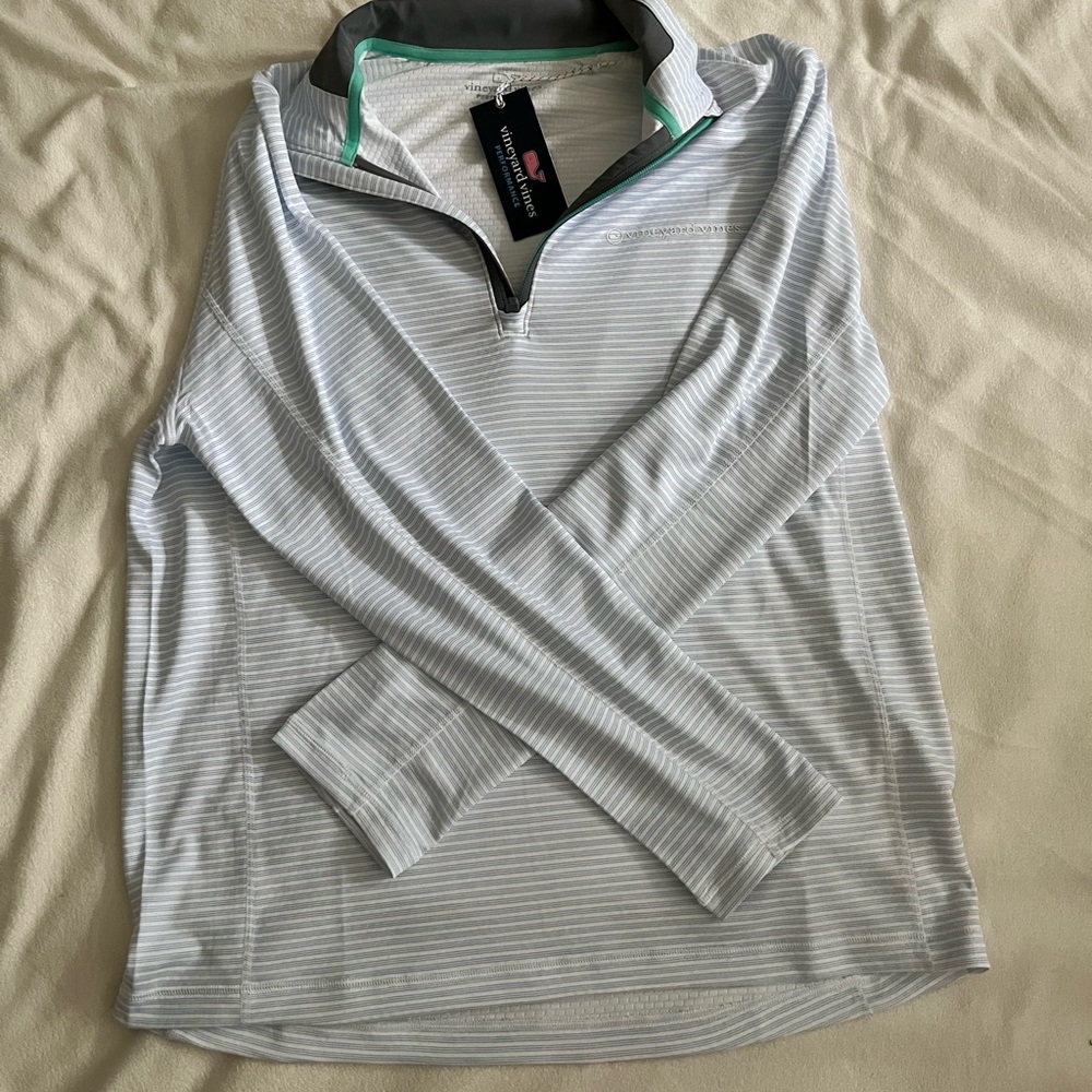 Men’s vineyard vines blue striped quarter zip